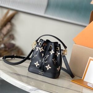 Louis Vuitton Black and Cream Mini Bucket Bag